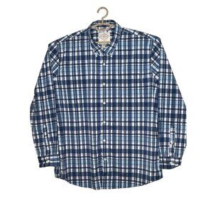 St. Johns Bay Classic Fit XXL Blue Plaid Long Sleeve Button-Up Shirt Quality